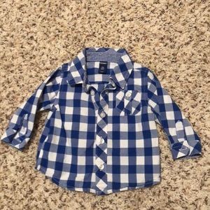 Baby boy plaid long sleeve button up 3-6 months